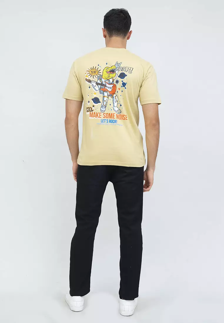 kaos pria lengan pendek Cream Noise Space houseofcuff X little fresco