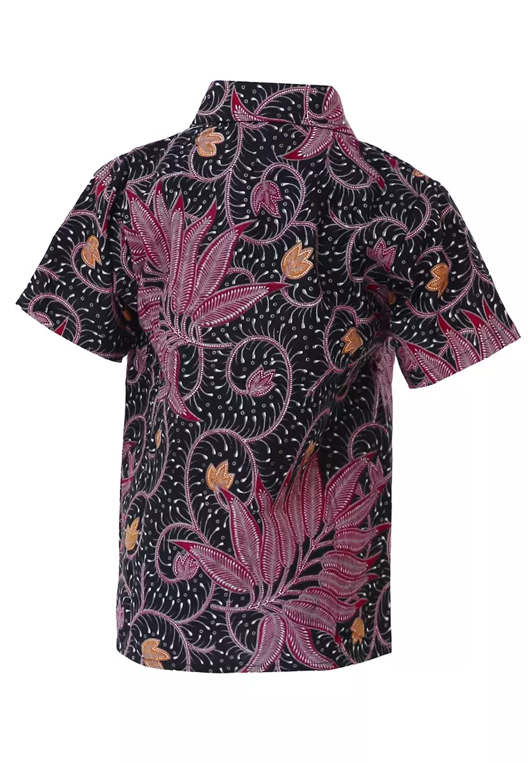 Lucas Kemeja Formal Batik Anak Laki-laki Lengan Pendek Motif Melati Kids Traditional Shirt Material Cotton ORIGINAL - Pink