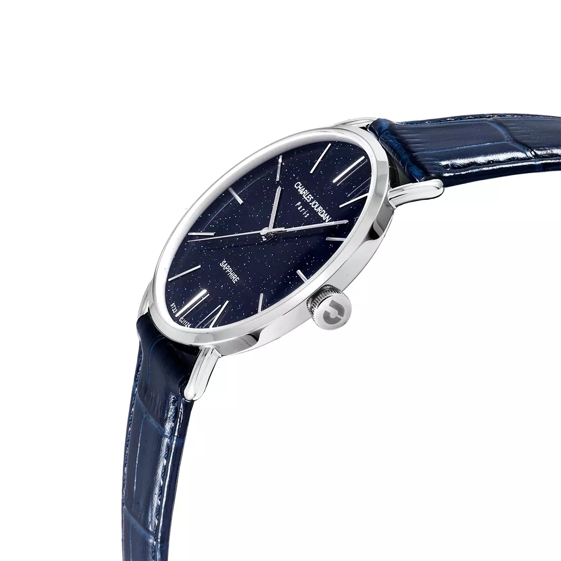 Jam Tangan Pria Charles Jourdan Stardust Quartz Strap Leather Blue CJ1124-1382 Original