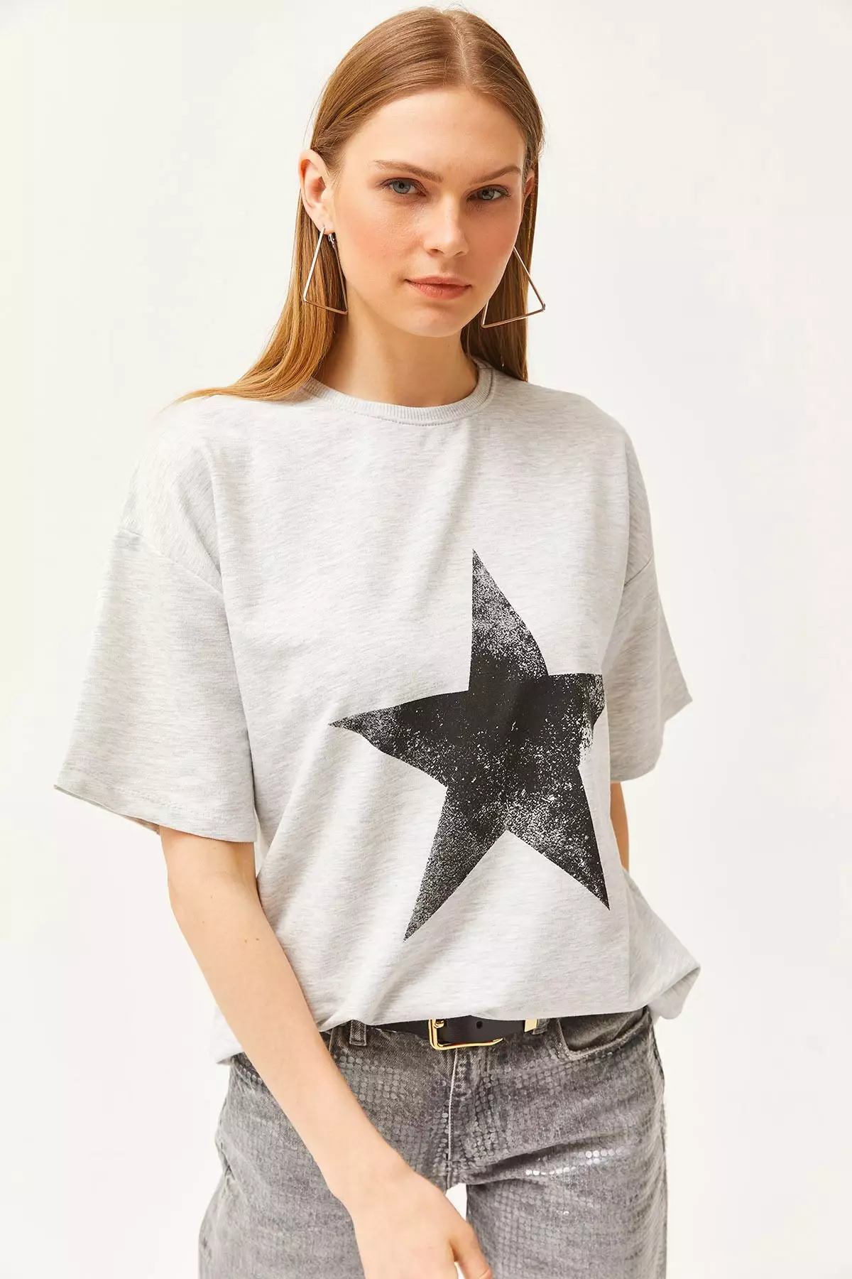 Symbol Front Back Printed 2 Thread Unisex Oversize T-Shirt