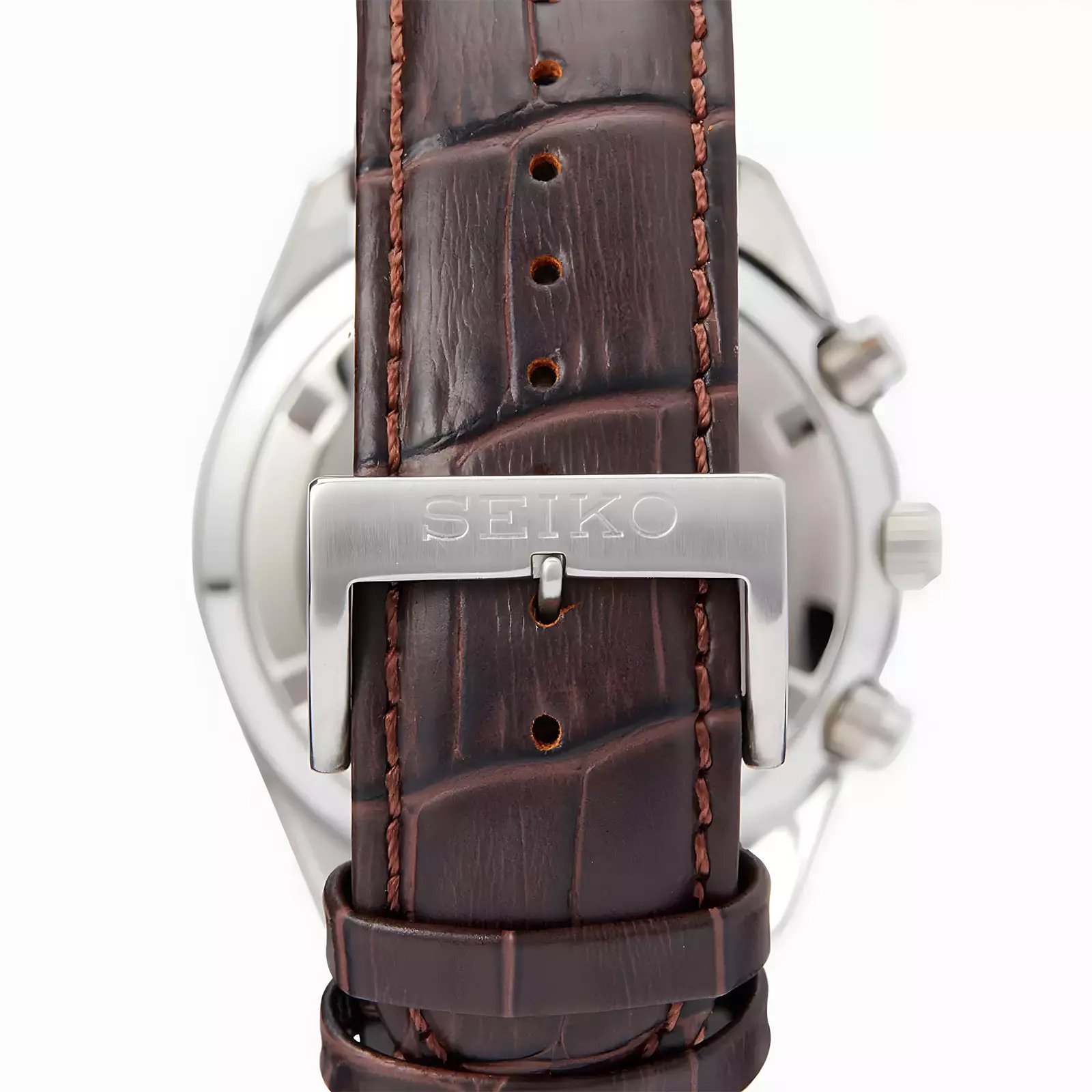 Seiko Chronograph - Jam Tangan Analog Pria - Green Dial Brown Leather Strap - SSB385P1