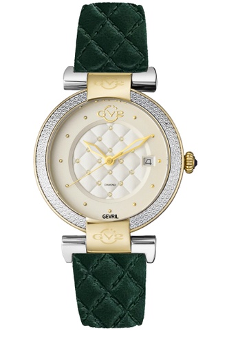 Gevril green GV2 Berletta Women's White Dial Green Vegan Quilted Strap Watch 4366CAC5DBA00CGS_1