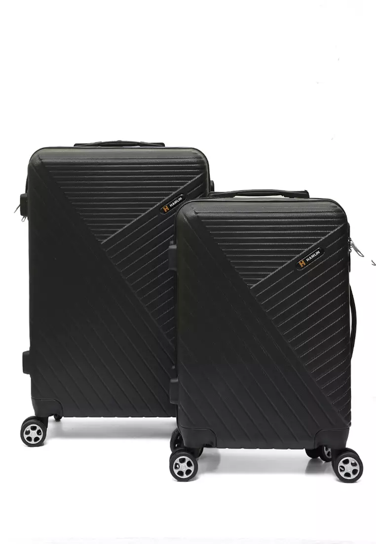 Isvara Tas Koper Hardcase Fiber One Set Unisex Large Compartment Suitcase Code Lock System Material ABS+PVC Coated ORIGINAL - Black