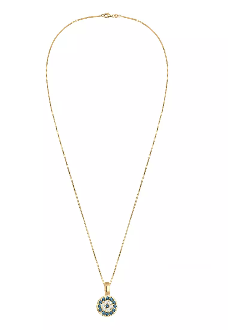 Kalung Perhiasan Perak 925 Wanita Evil Eye Pendant with Gold Plated Embellished with Crystal by Swarovski®