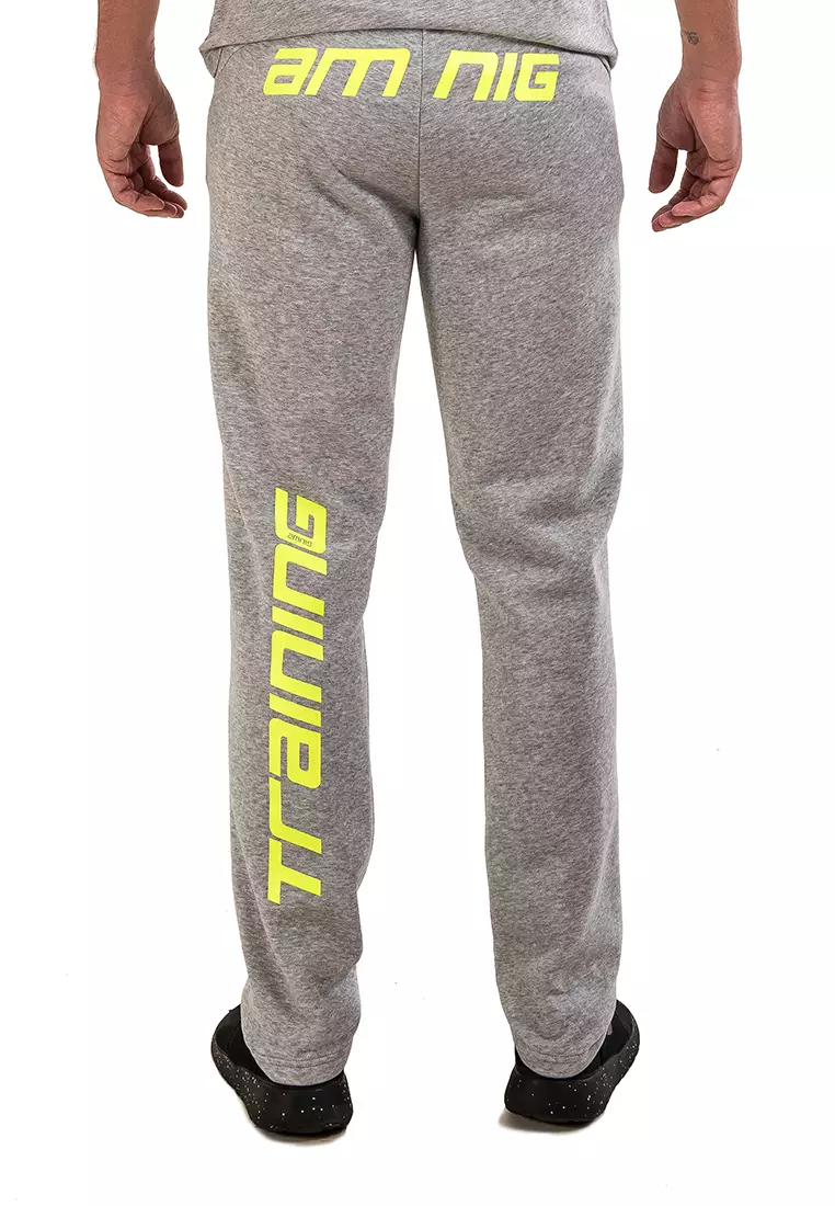 Amnig Unisex Sport Training Sweatpants (Grey/Lime)