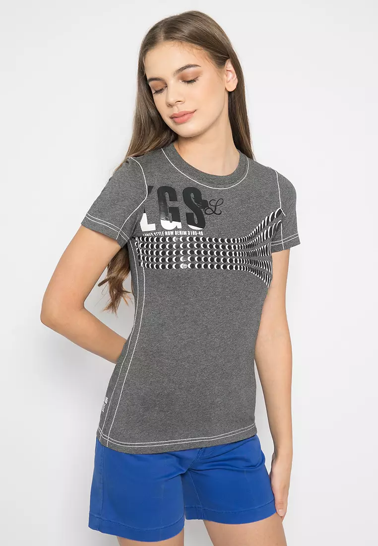 LGS - Kaos Casual Wanit Motif Sablon Abu-Abu LLTS.555.T704M.005.7C
