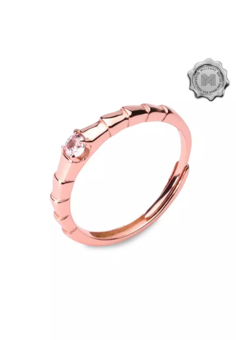 Minimal Petite Cubic Zirconia Rose Gold Stackable Ring with 925 Sterling Silver