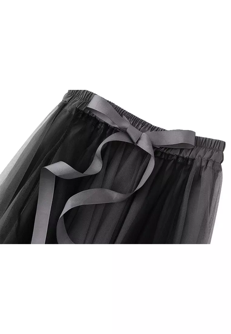 Spring/Summer Contrast Color Maxi Mesh Skirt AF8576