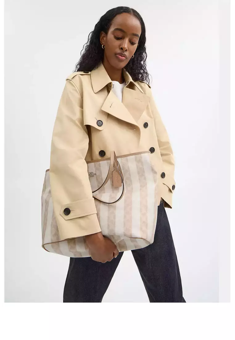 Large City Tote Bag In Signature Canvas With Stripe