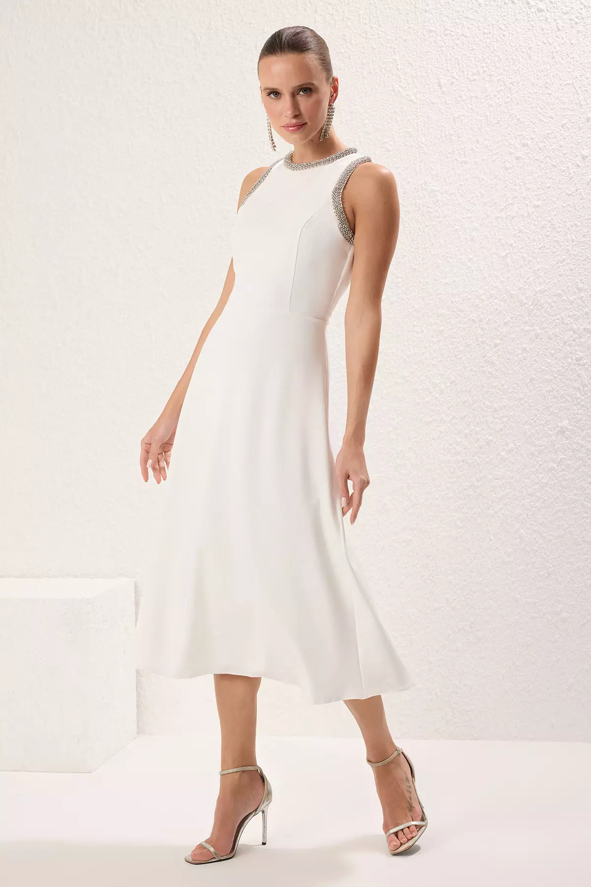 A-Line Evening Dress With Stone Accessories