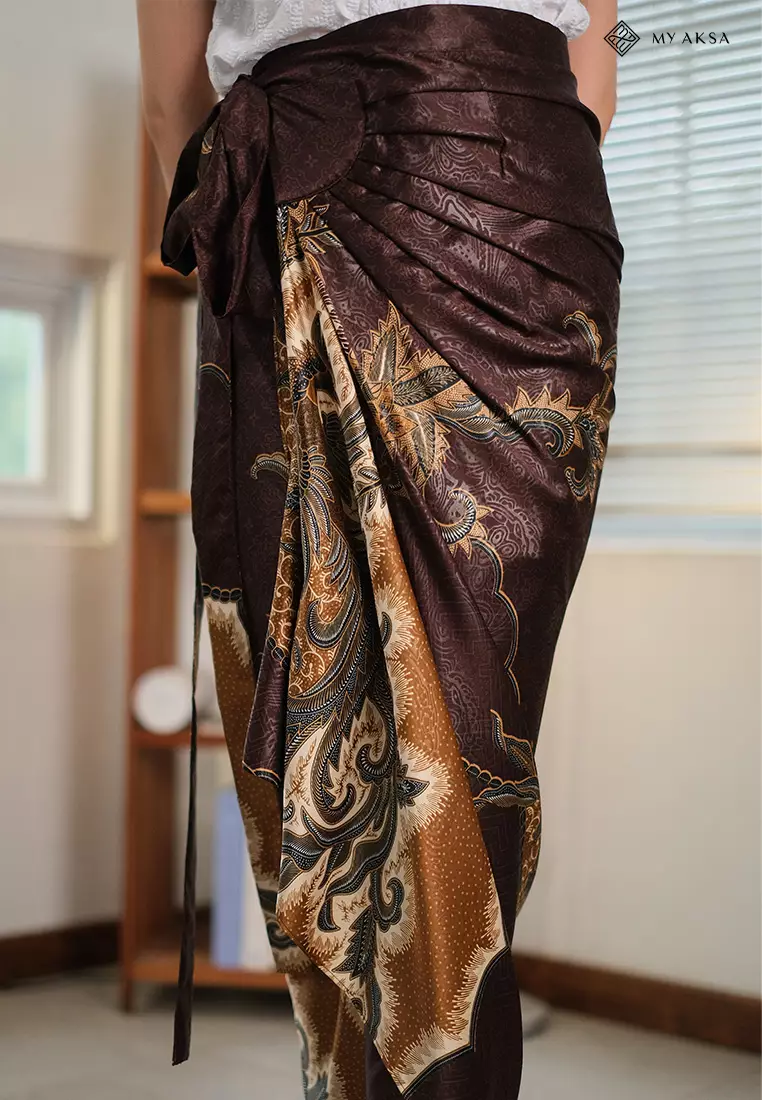 My Aksa Batik Semi Sutera Wanita Rok Lilit Dhruvi Brown