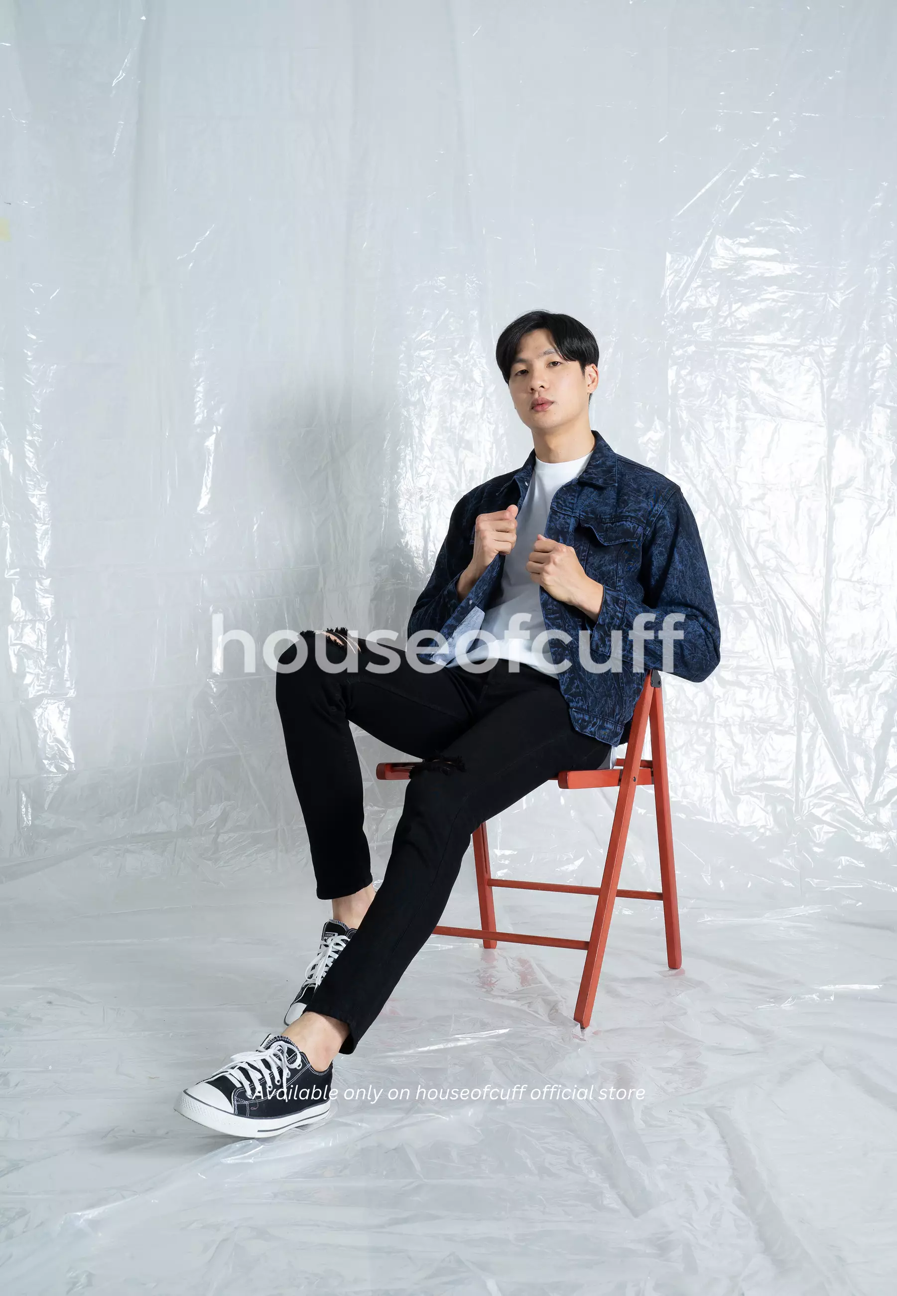 Celana Jeans Hitam Pria Denim Ripped Sobek Robek Bahan Stretch Melar Slim Fit Houseofcuff