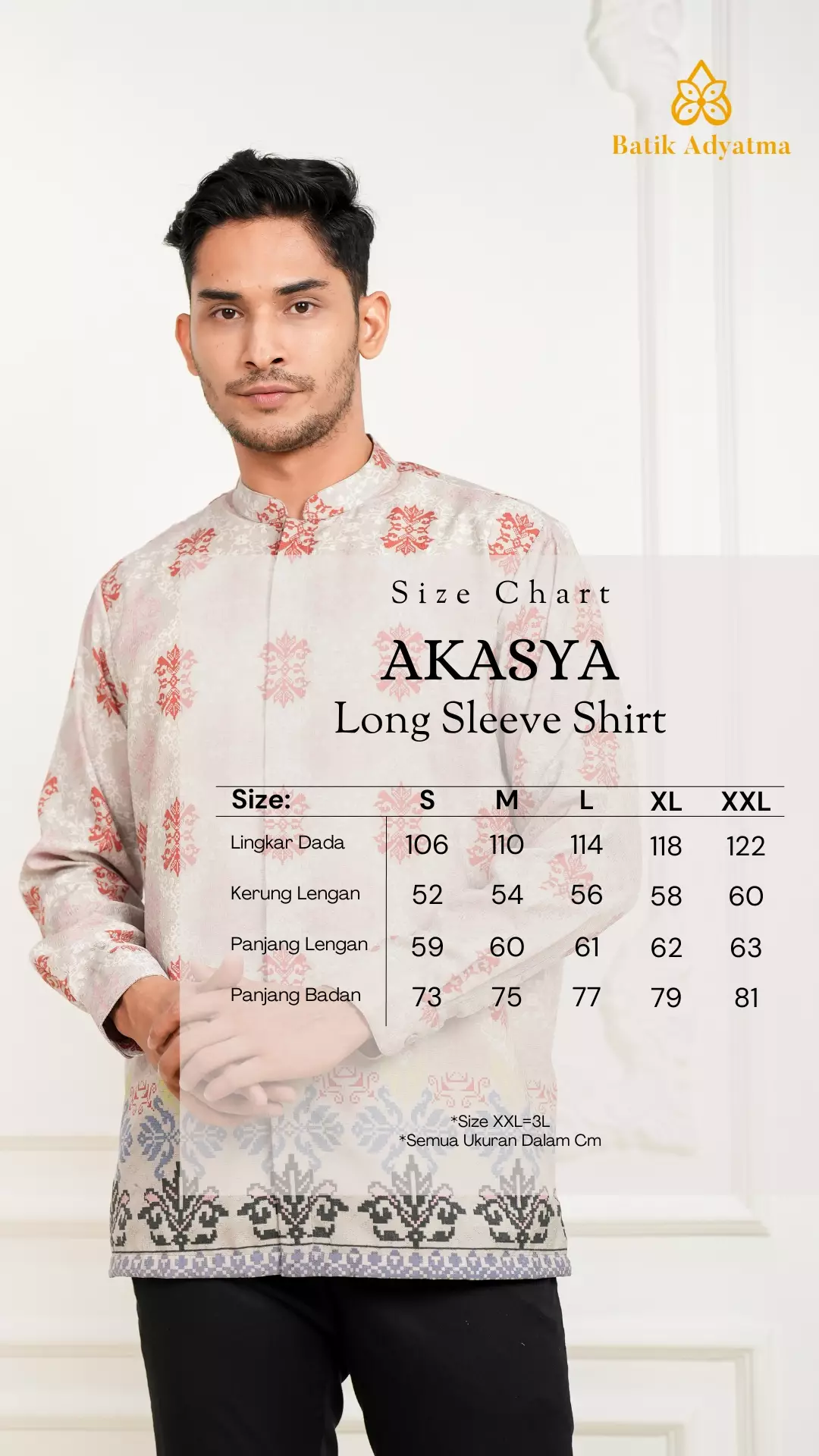 Sarimbit Kaluna Silver Kemeja Pria  Koko Lengan Panjang Regular Fit Furing