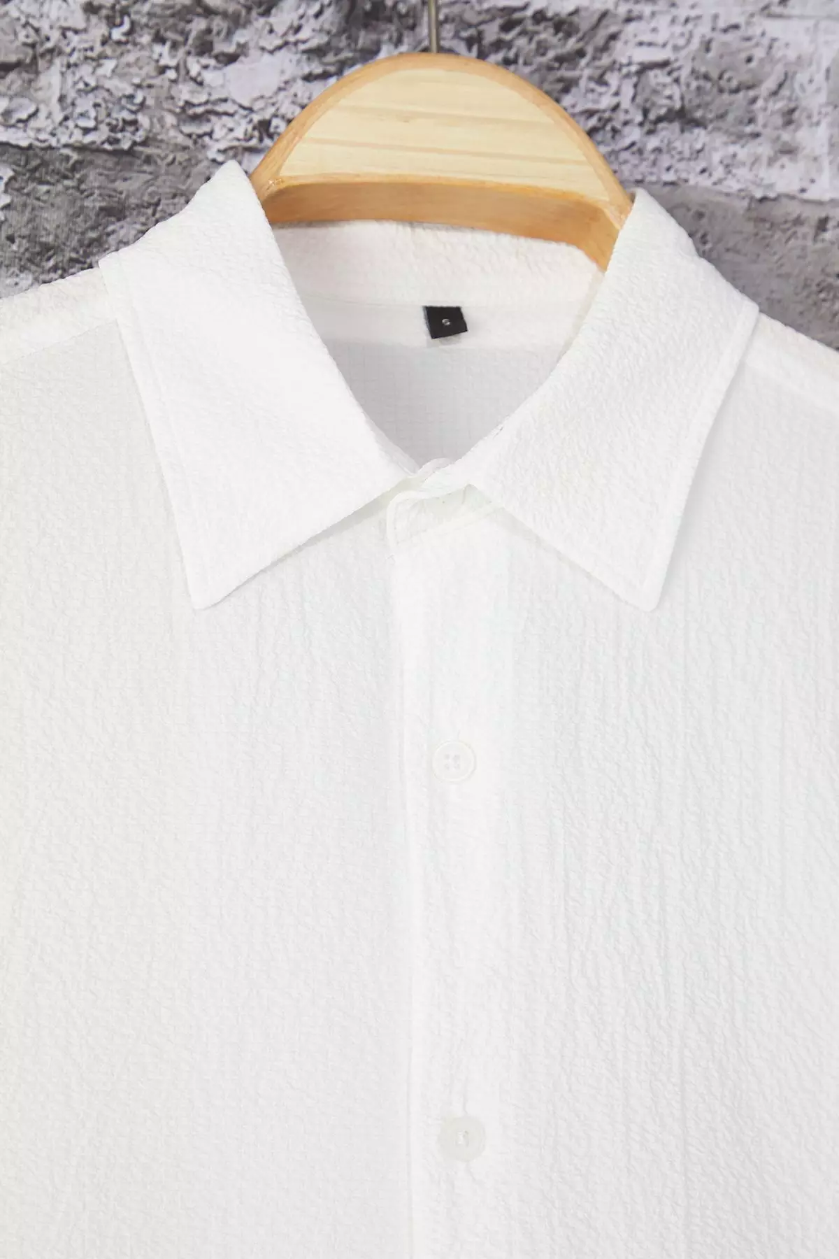 White Regular Fit Textured Loose Casual Men's Shirt TMNSS25GO00076