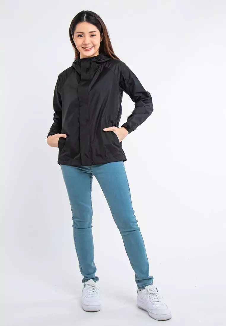Forest Ladies Premium Windbreaker Women Trekking Biker Placket Jacket Jogging Running Hoodie Waterproof Jacket - 830119-01Black