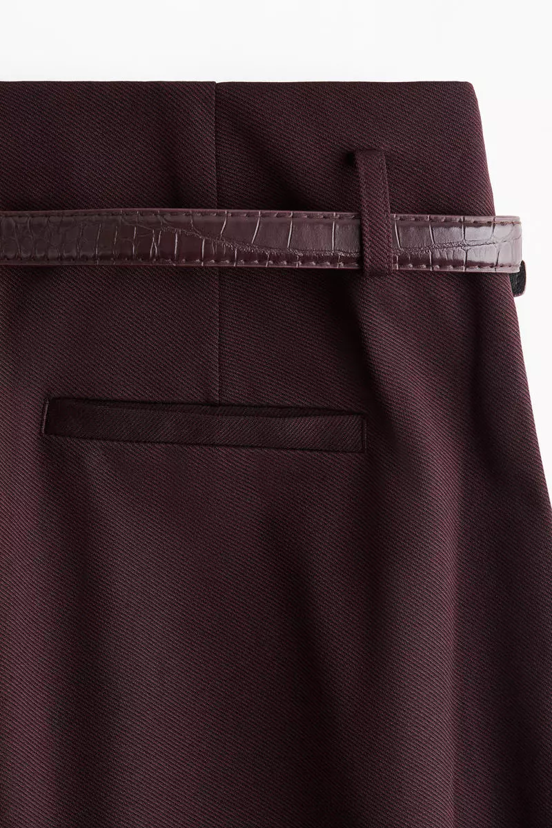 Belted twill trousers