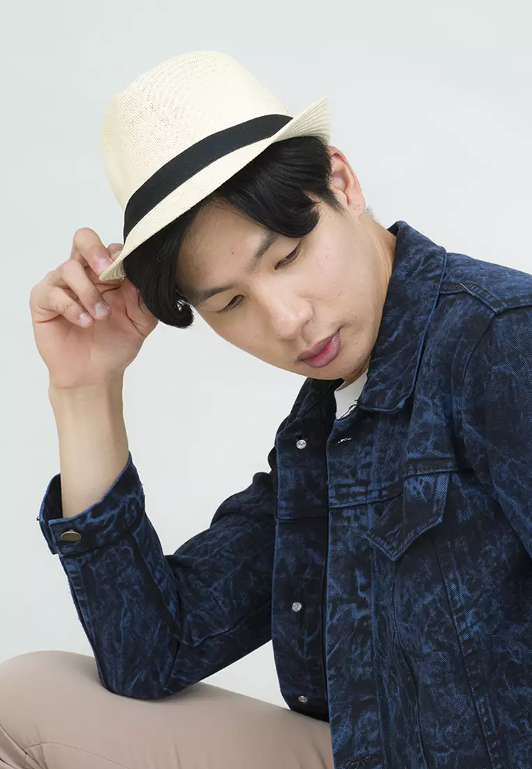 Topi fedora cowboy hat fedora ratan brown light houseofcuff