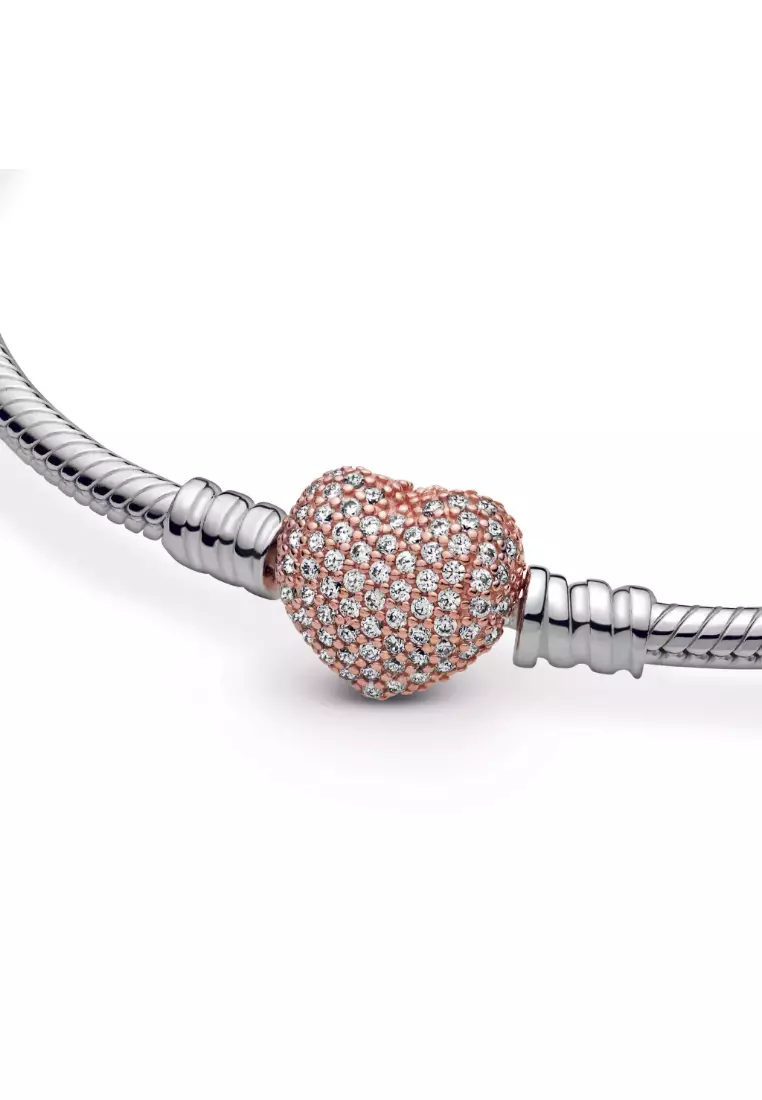 Buy Pandora Moments Pavé Heart Clasp Snake Chain Bracelet 2025