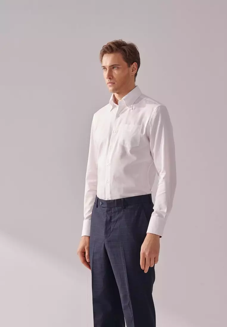 White Textured Classic Fit Shirt