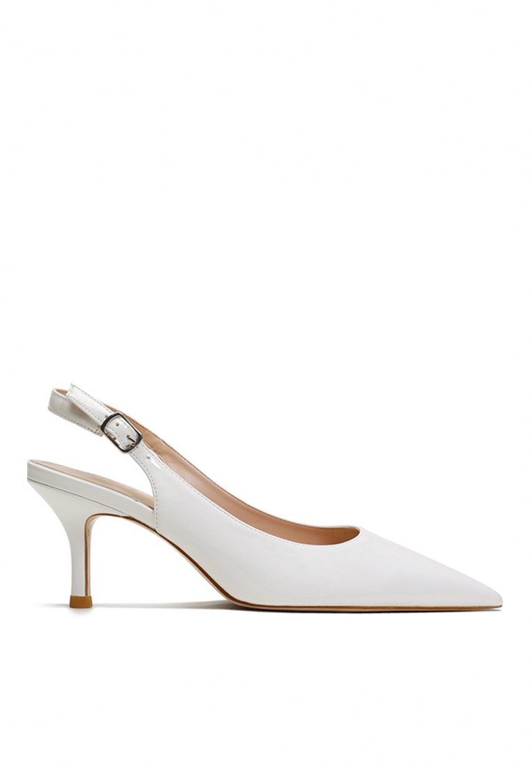 6CM Faux Patent Pointed Slingback Heels Shoes HZL266