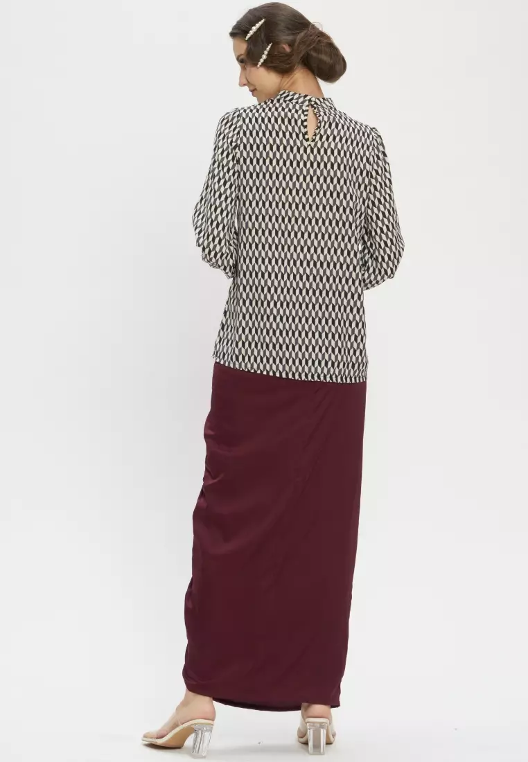 Victoria Geometric Top & Wrap Skirt modern Baju Kurung