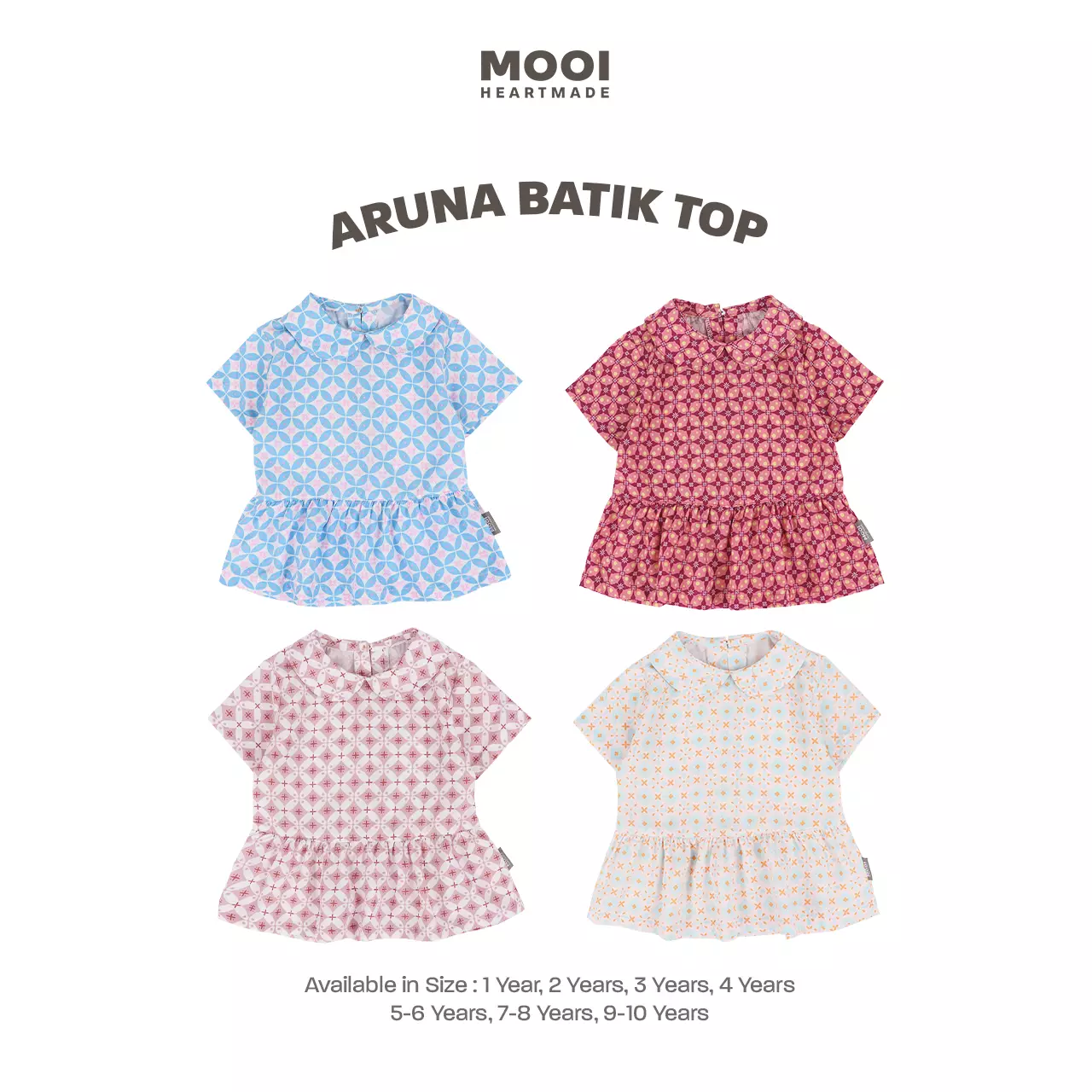 Mooi Atasan Batik Anak Perempuan Aruna Batik Top - Red Ruby