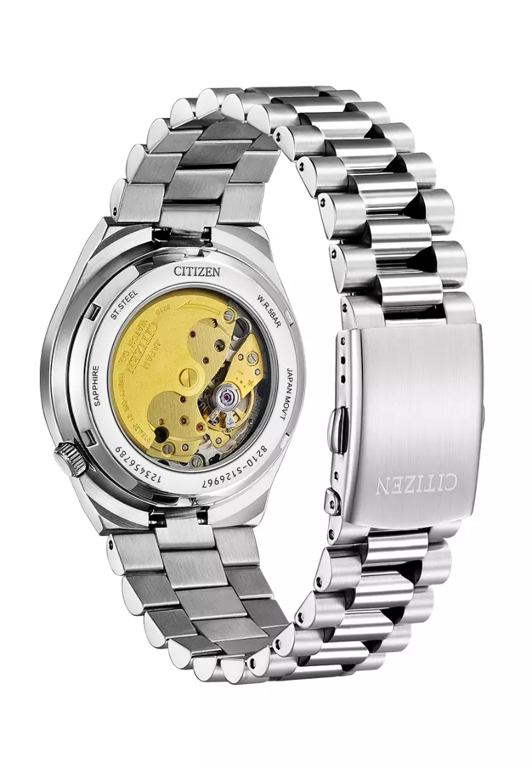 Citizen 西鉄城 TSUYOSA 系列香檳色錶盤不銹鋼錶帶自動機械商務男士腕錶 NJ0151-88W