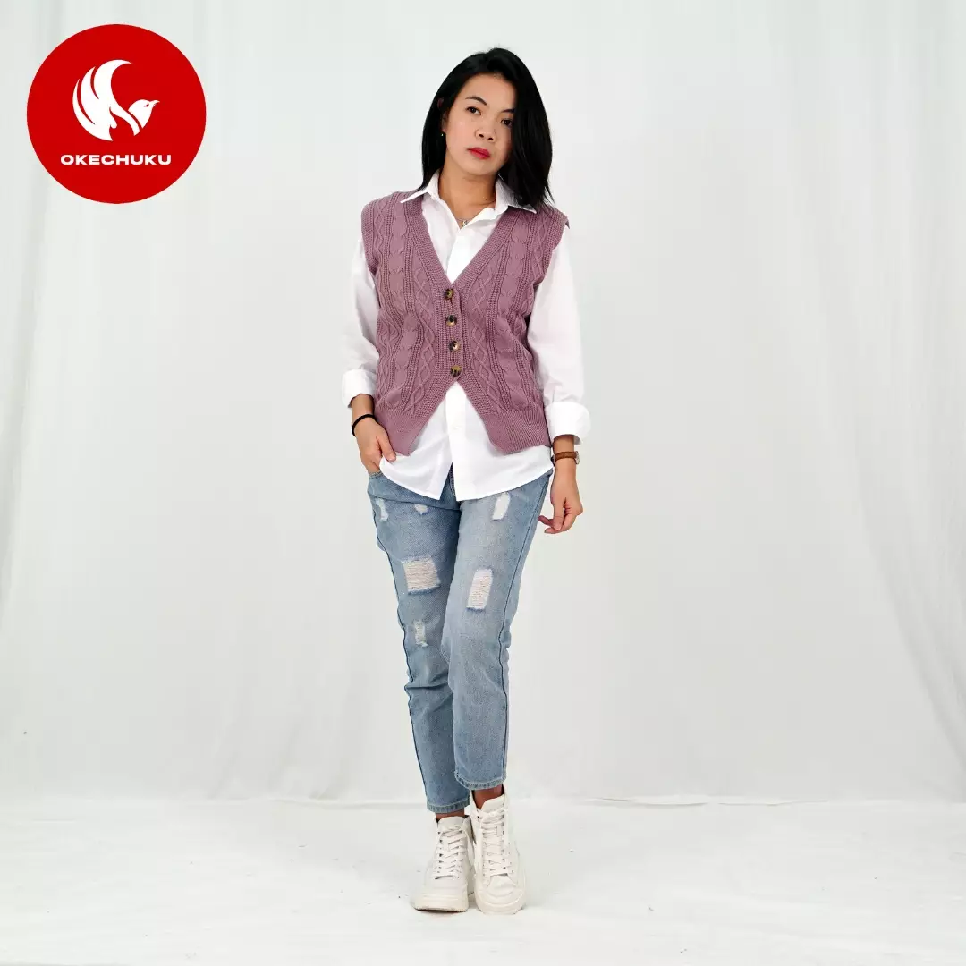 Vest Kancing Rompi Rajut Kancing Knit Outer Korean Style Rompi Rajut Wanita Gaya Korea