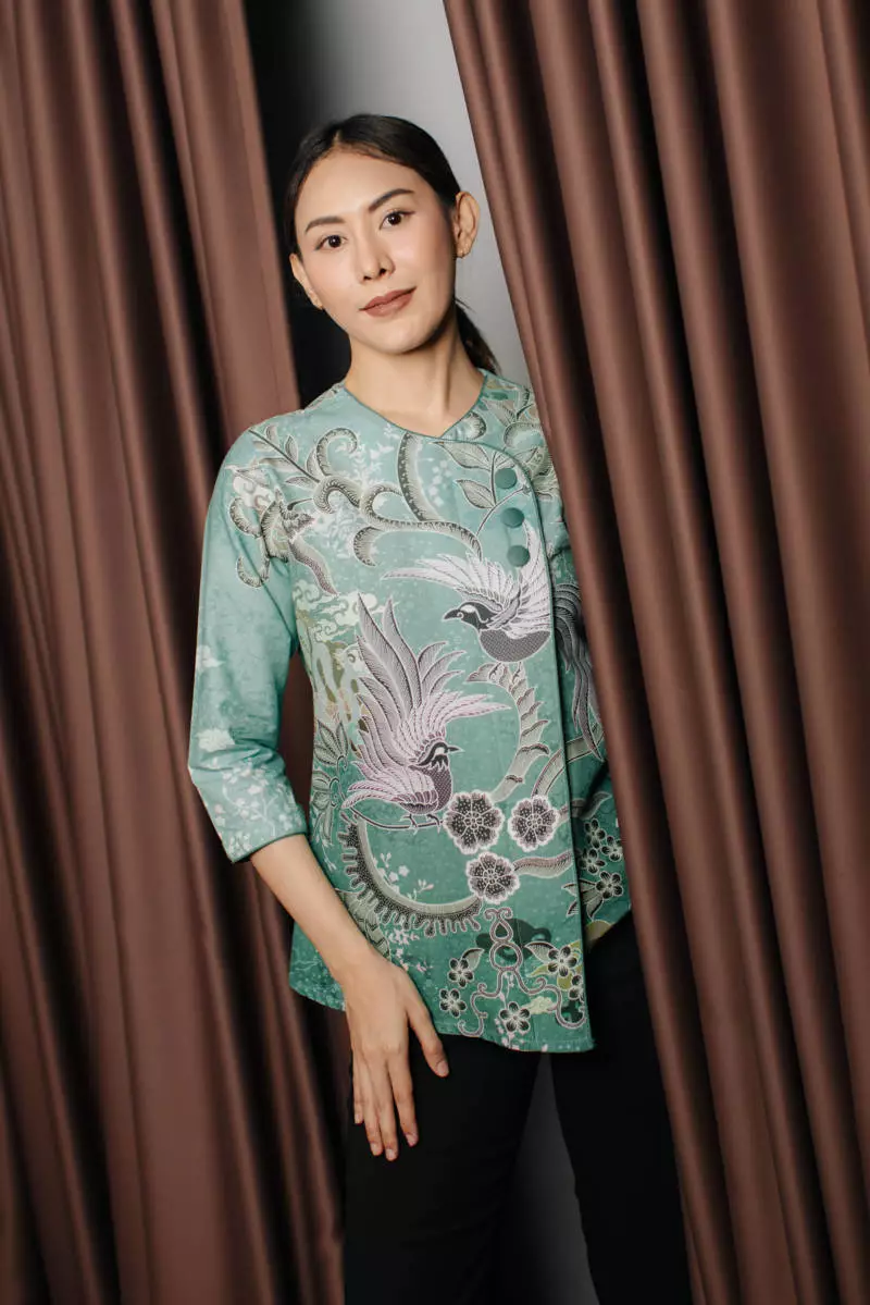 Namora Sage Green Blouse Batik Wanita Digital Print