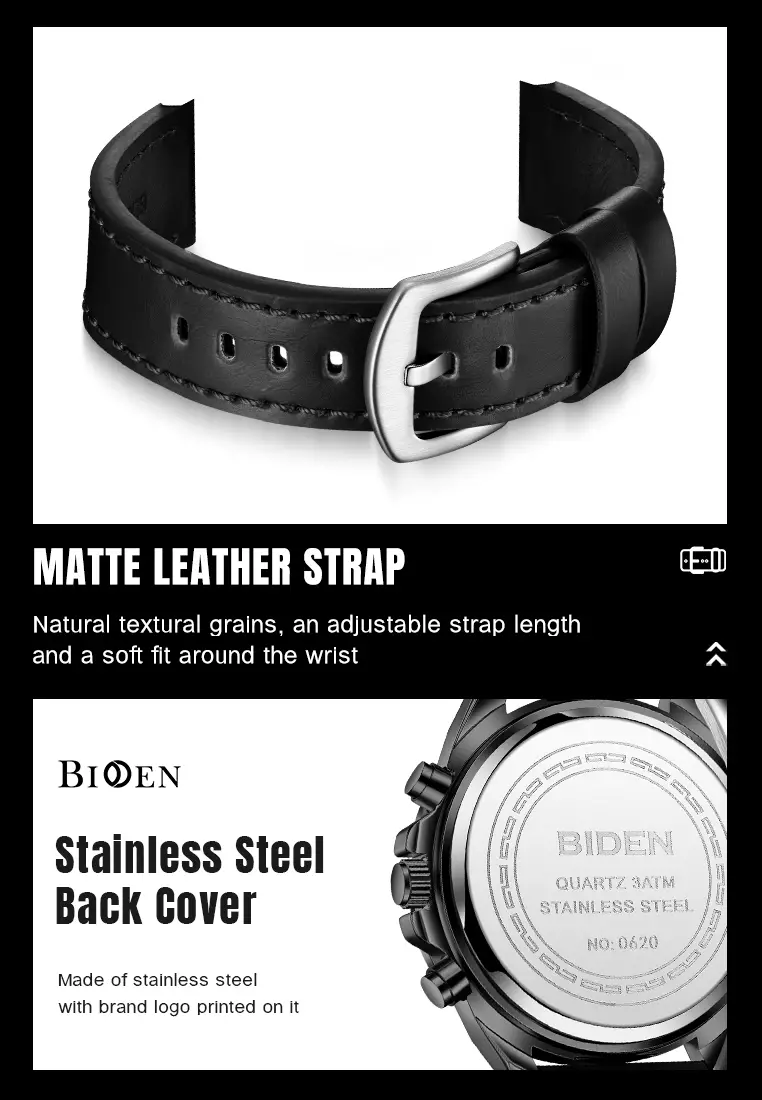 Jam Tangan Pria Original Multifungsi Analog & Digital Anti Air Tali Kulit Jam Tangan Cowok allblack