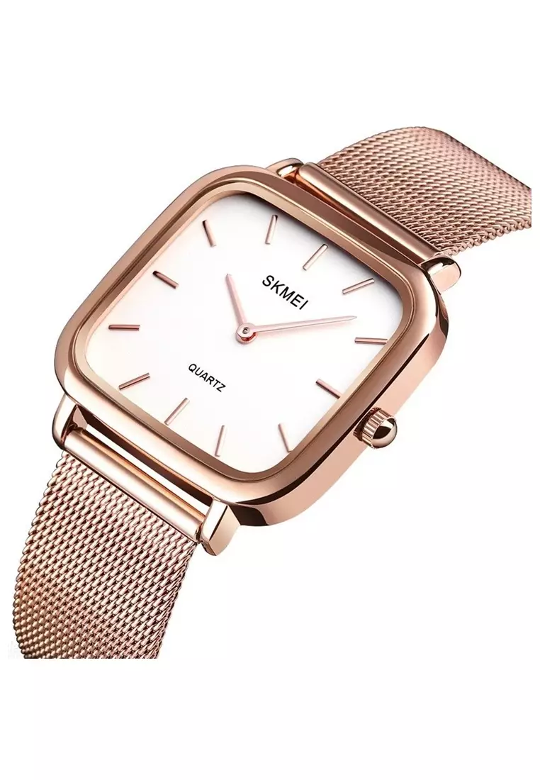 Jam Tangan Casual Analog Wanita Strap Tali Material Stainless Steel QO99 ORIGINAL