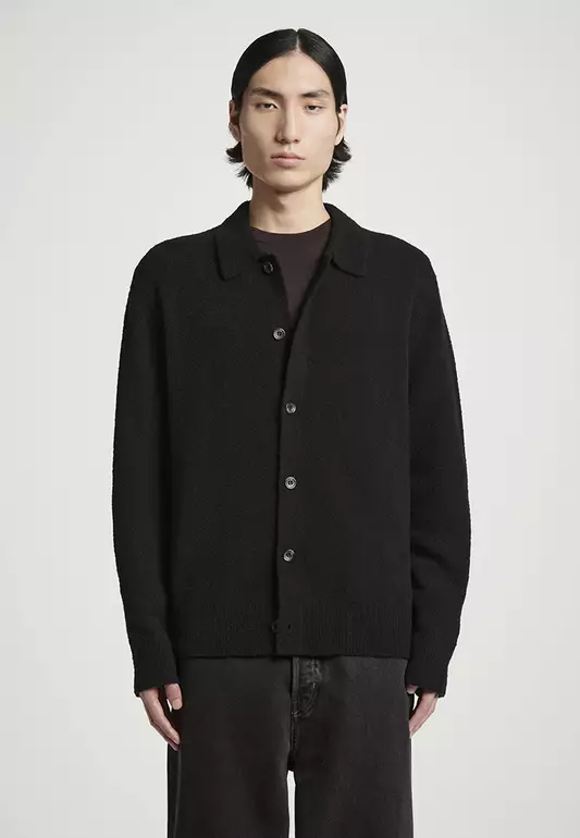 Bouclé-Knit Merino Wool Cardigan