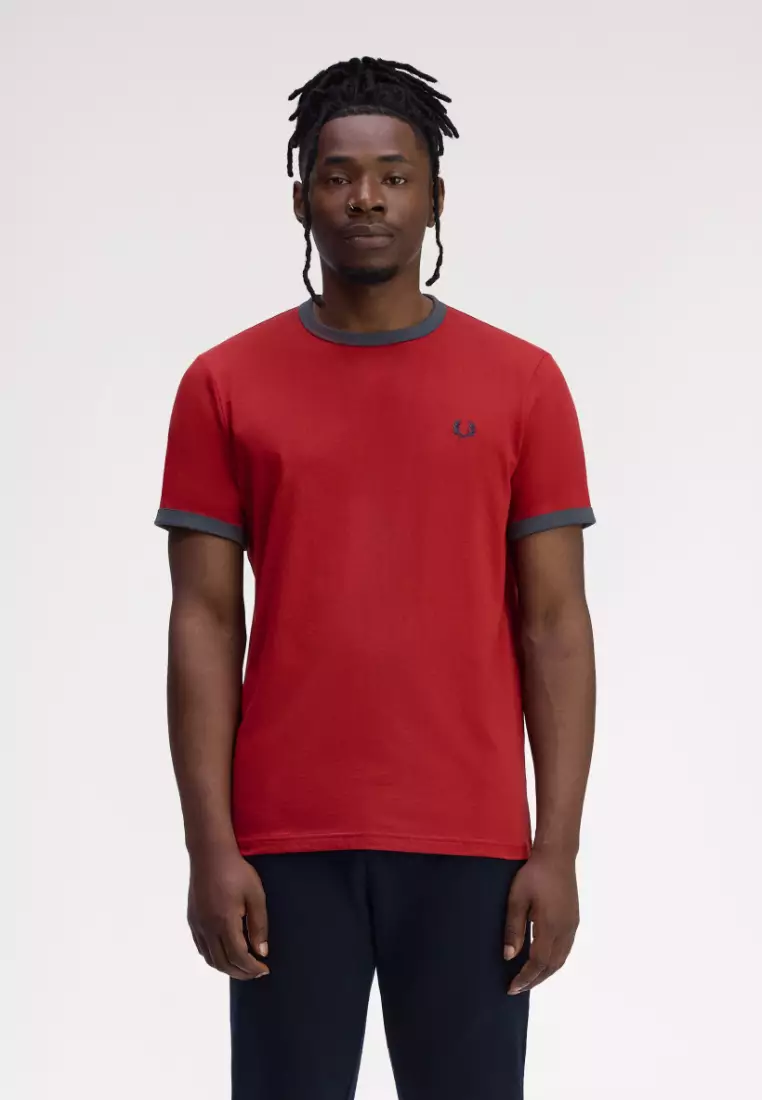 Buy Fred Perry Fred Perry M3519 Ringer T-Shirt (Burnt Red
