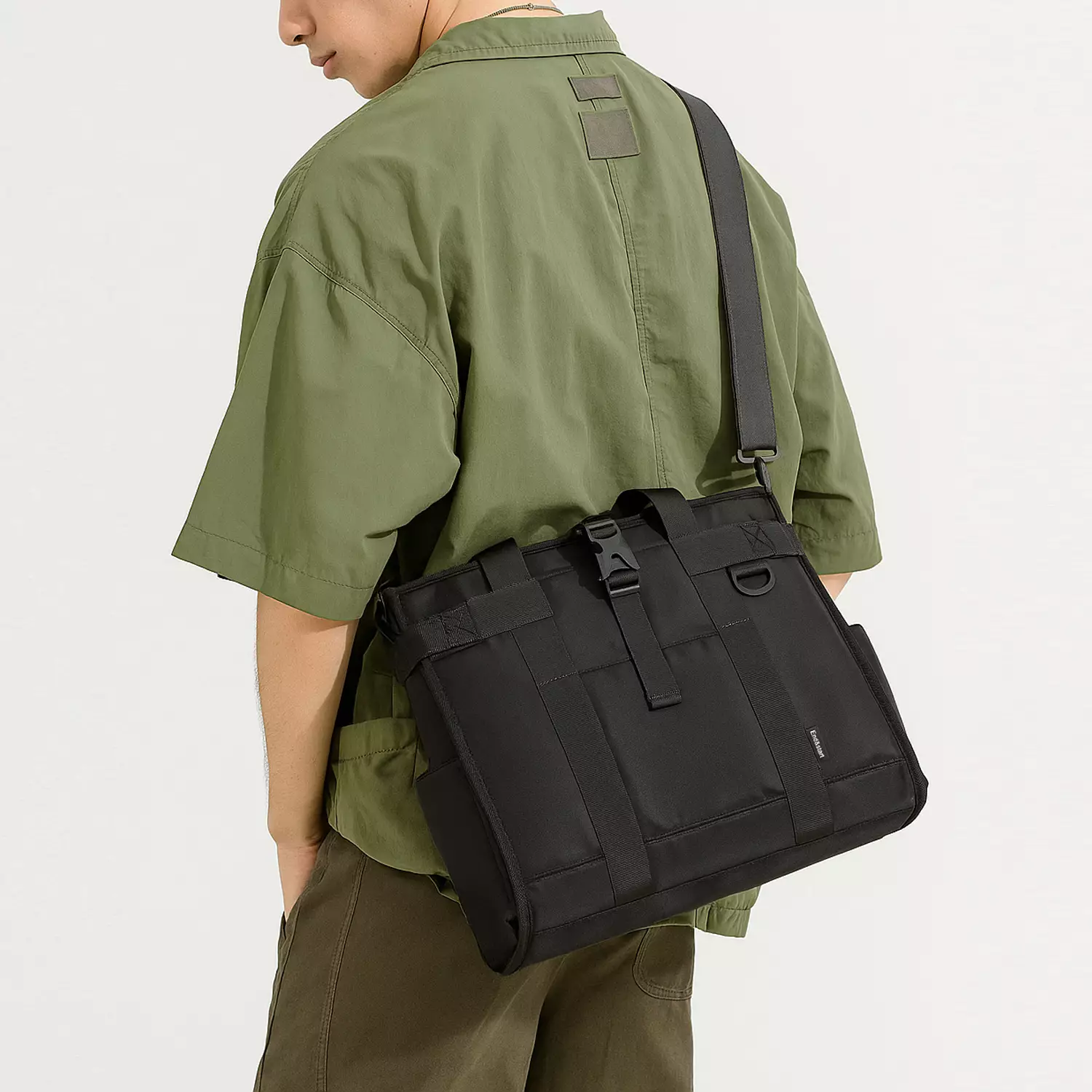Wakakids Tas Totebag Selempang Crossbody Bag Classic Premium Nylon Tas Kerja Kuliah 2in1 K7032 Venjr Hitam