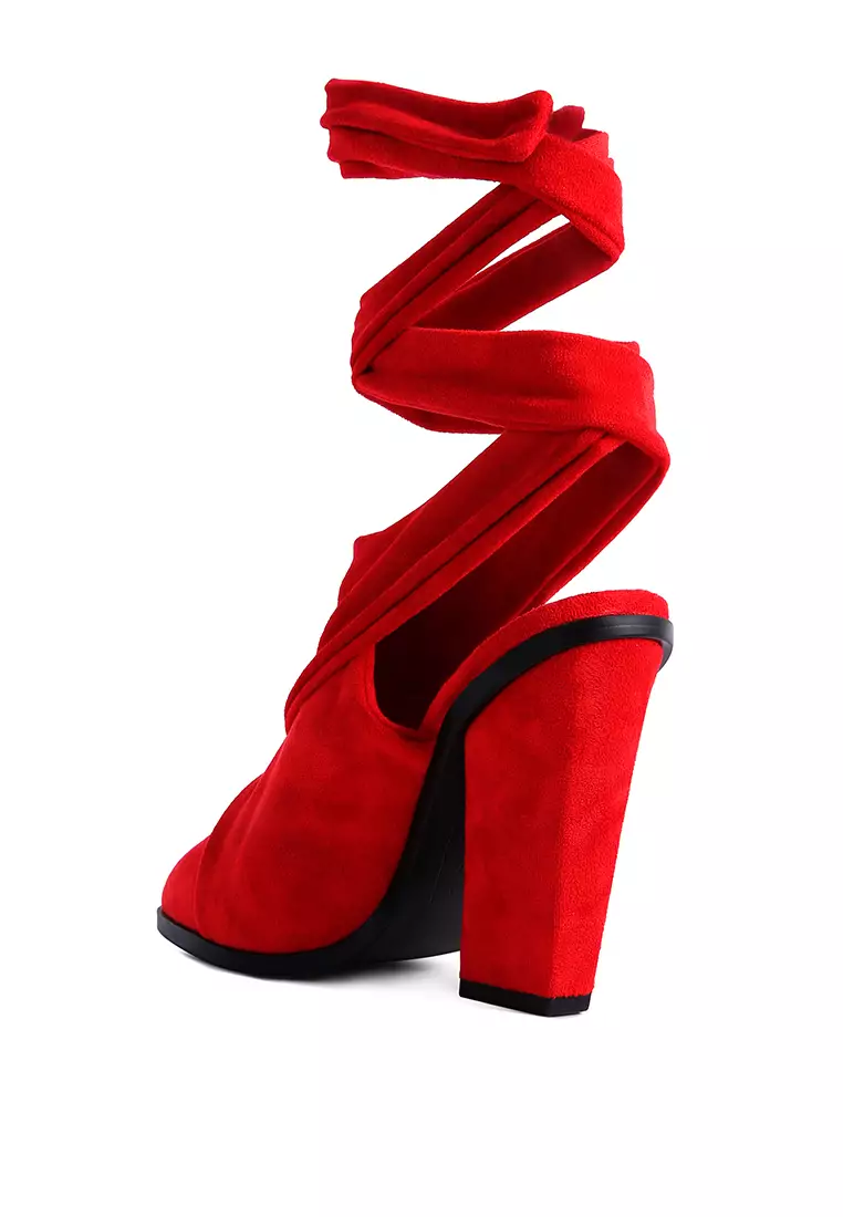 Red block heel mules sale