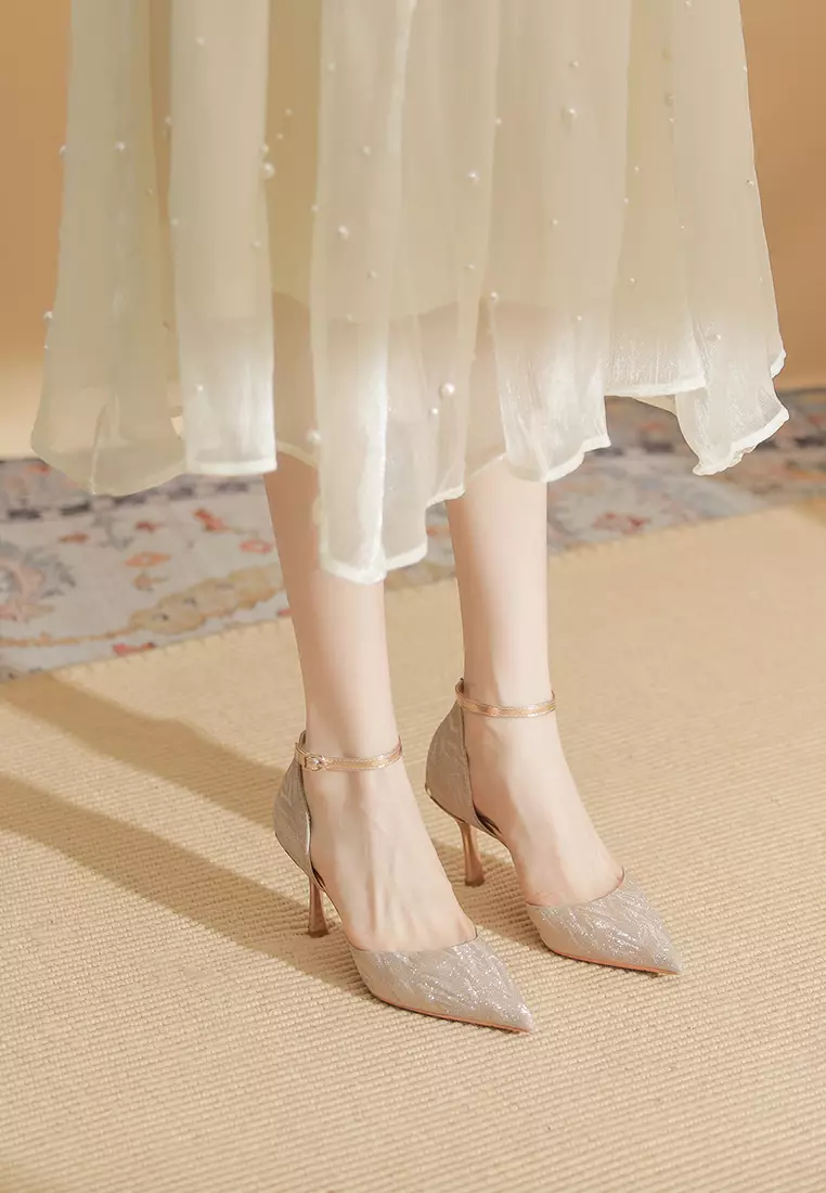 8CM Pointed Ankle Strap High Heel IF82317