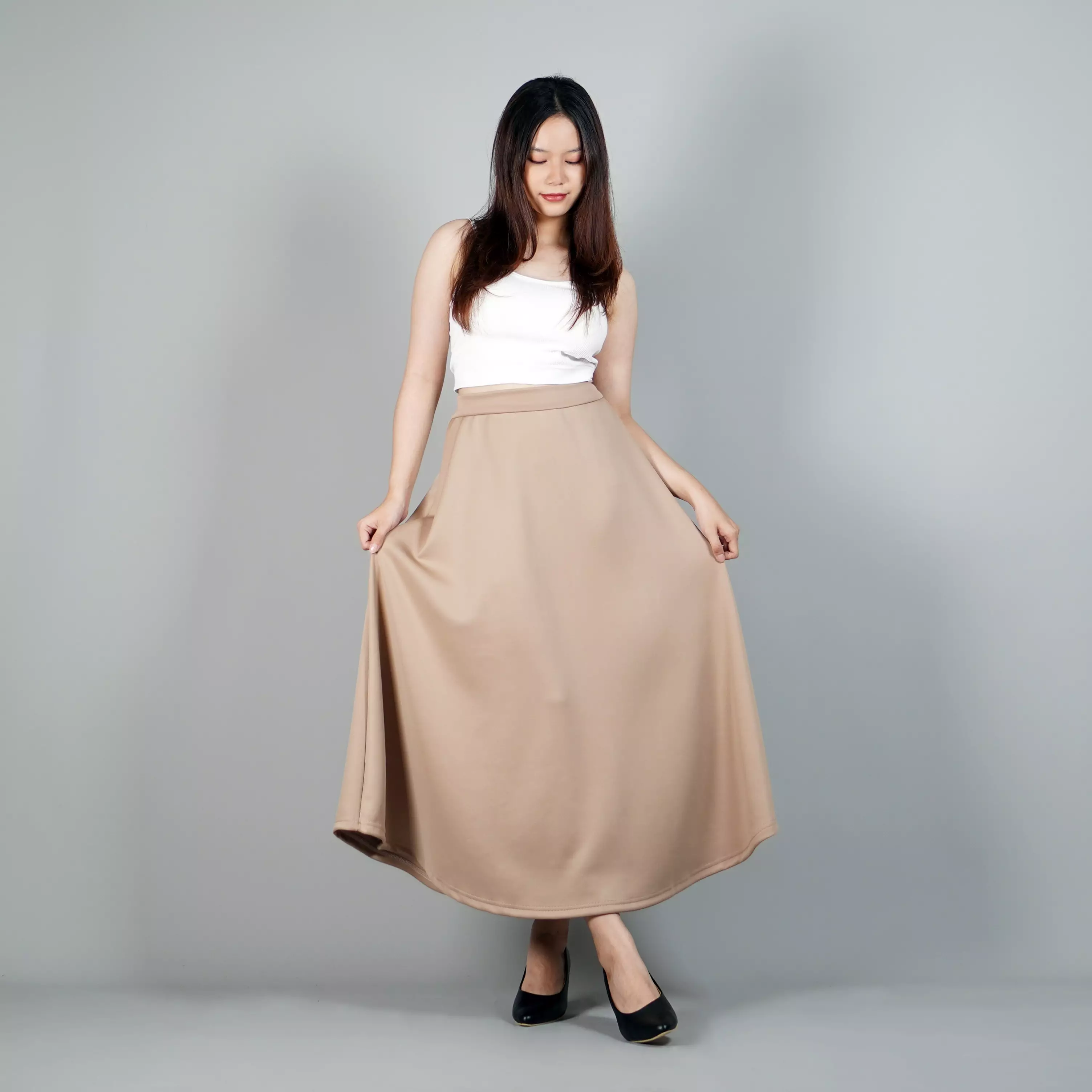 RACHEL Rok Wanita Maksi Gaya Korea Rok Maksi Maxi Skirt Flare Skirt - COKSU
