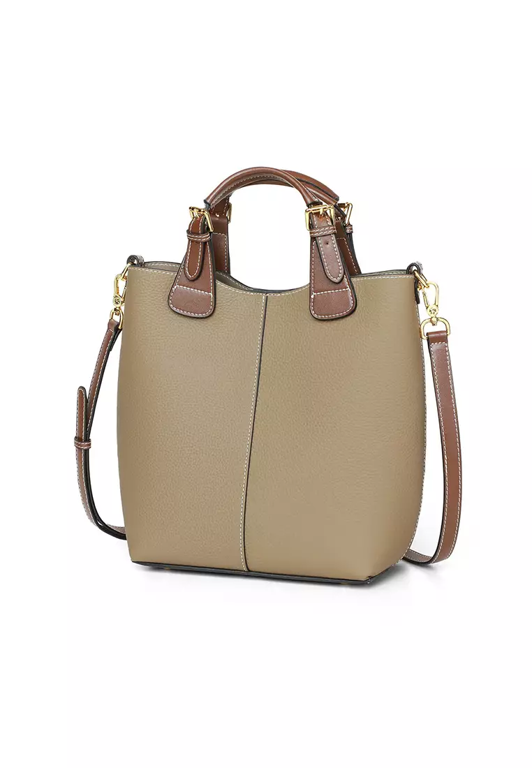 Women's Classic Cowhide Leather 2-Ways Crossbody Bags Hand Bags