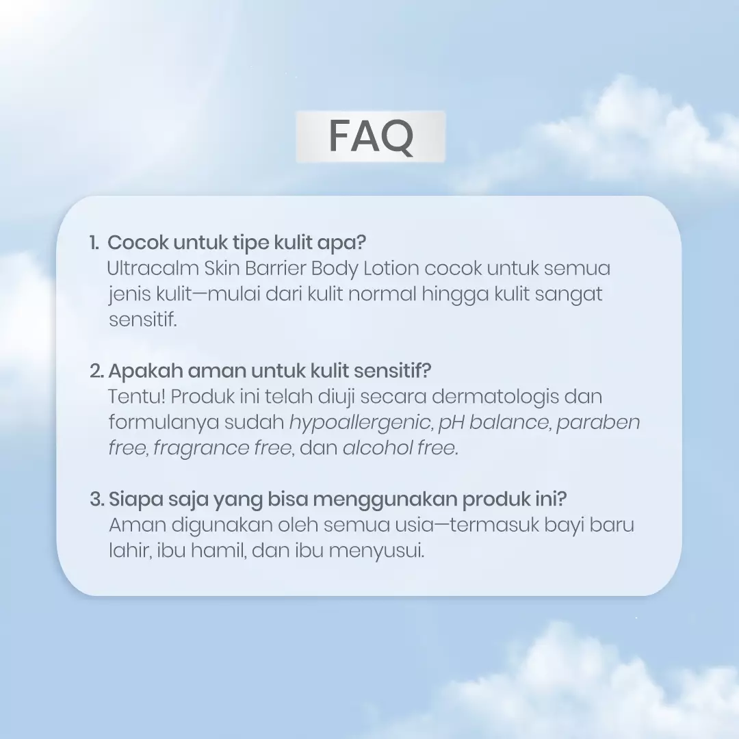 ERHA Skinsitive Ultracalm Body Lotion 125g | Pelembap Kulit Semua Jenis Kulit (Normal, Kering, Sensitif) | Gentle, No Fragrance, No Alcohol | Kulit Sangat Kering, Eksim, Ibu Hamil Menyusui, Anak Usia 3 | Skin Barrier Kuat dengan Ceramide, Calming Agent