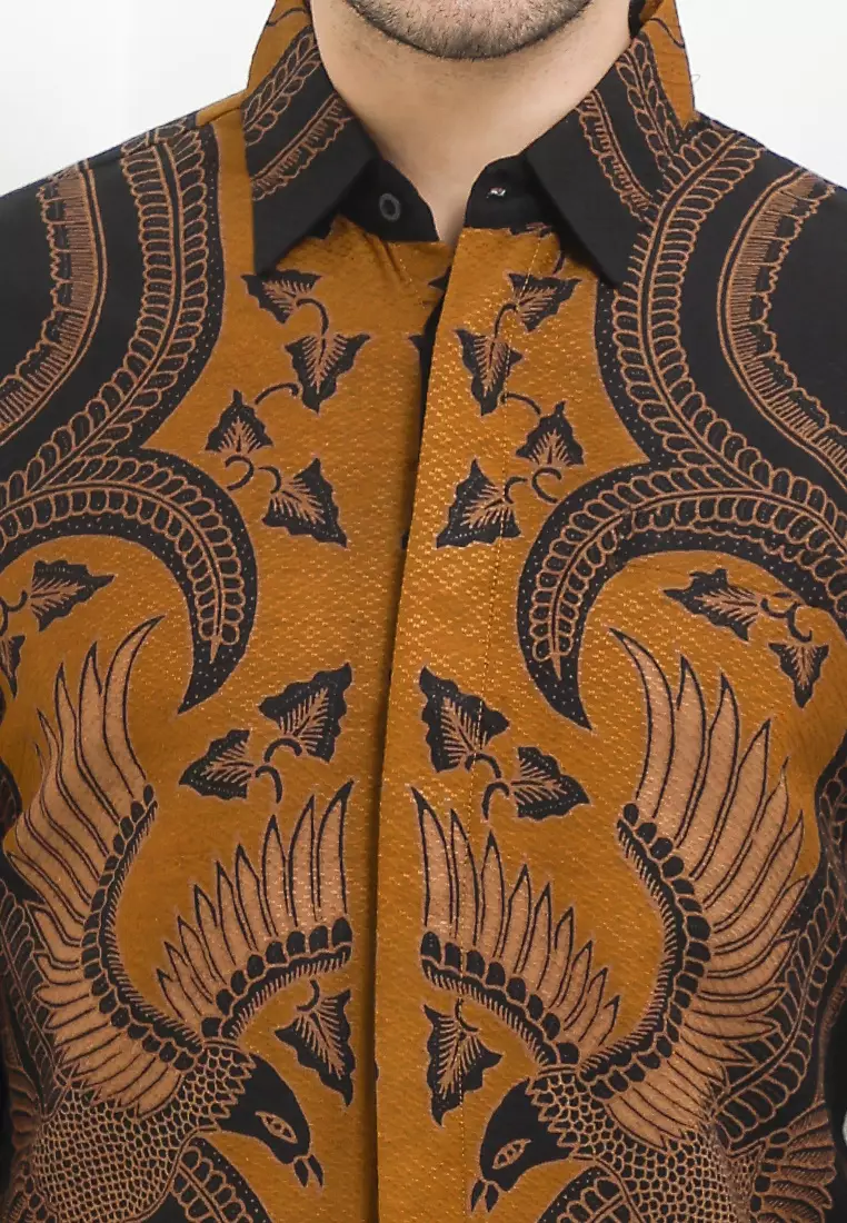 BATIK TALENTA EXCLUSIVE Lengan PANJANG slimfit DOBBY KYR 09 YELLOW