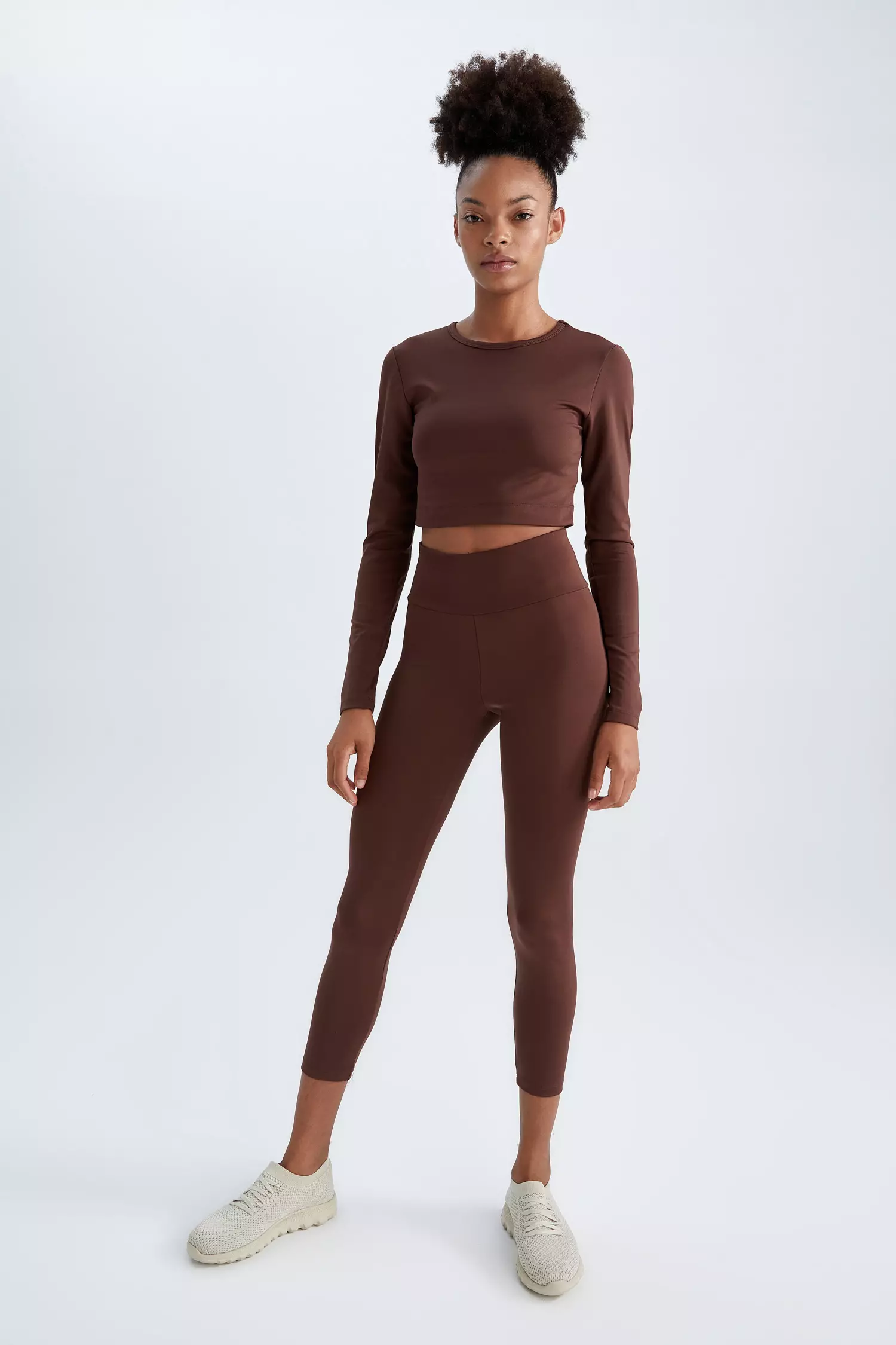 Fitted Long Sleeve Camisole Crop Top