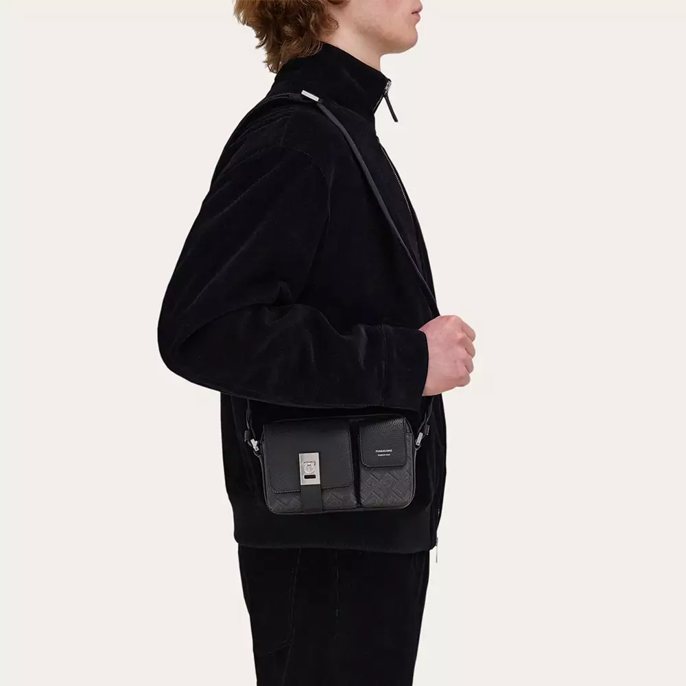 Monogram Utility Crossbody Bag Black Grey