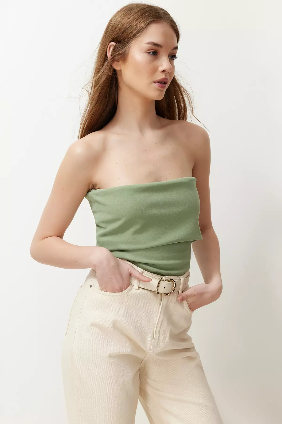 Side Zip Strapless Top