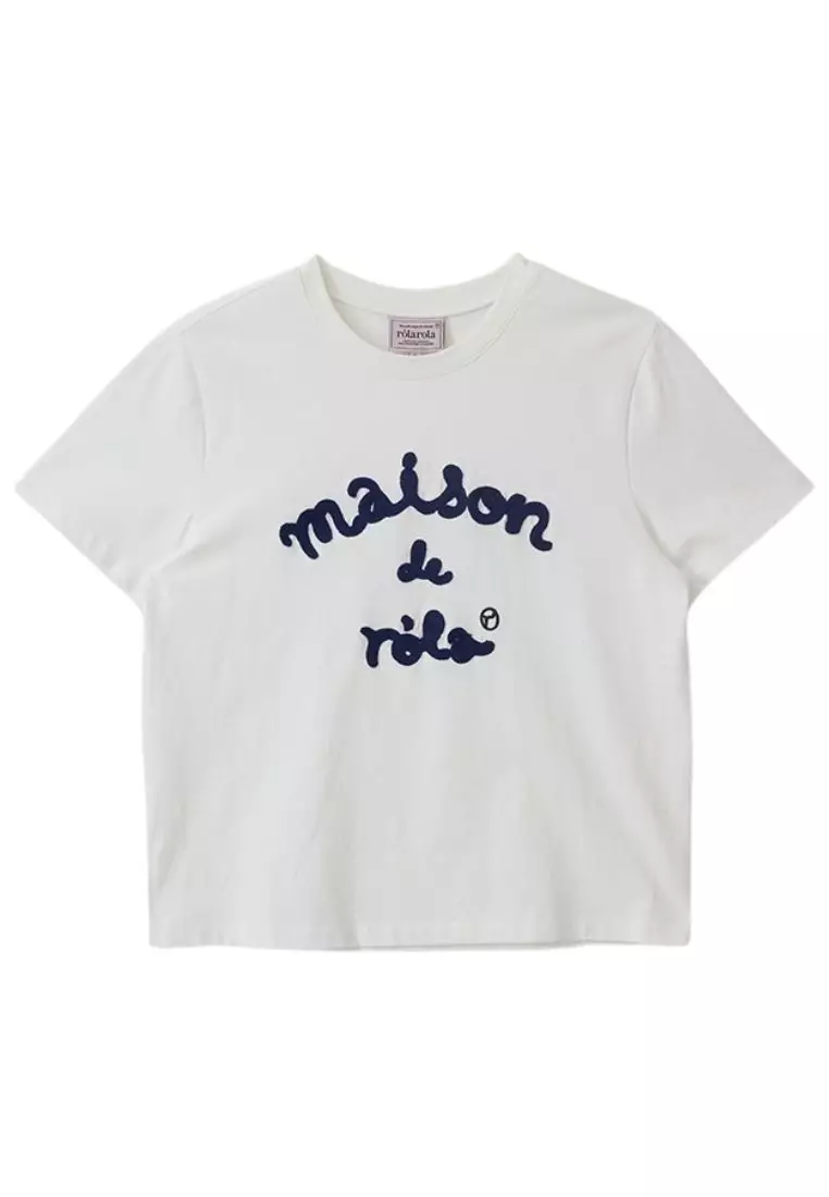 Maison De Rola Embroidery T-Shirt White Navy