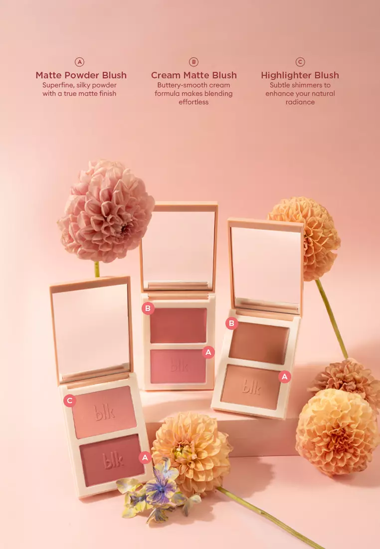 daydream dual blush palette cream+powder - peach cloud