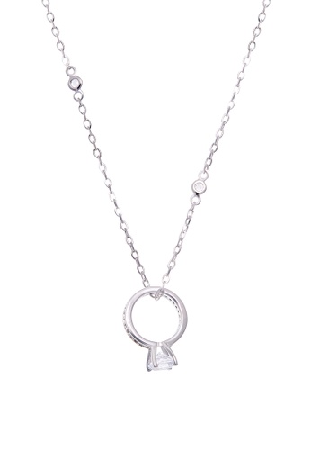 SHANTAL JEWELRY grey and white and silver Cubic Zirconia Silver Petite Diamond-Shaped Necklace SH814AC18JEJSG_1