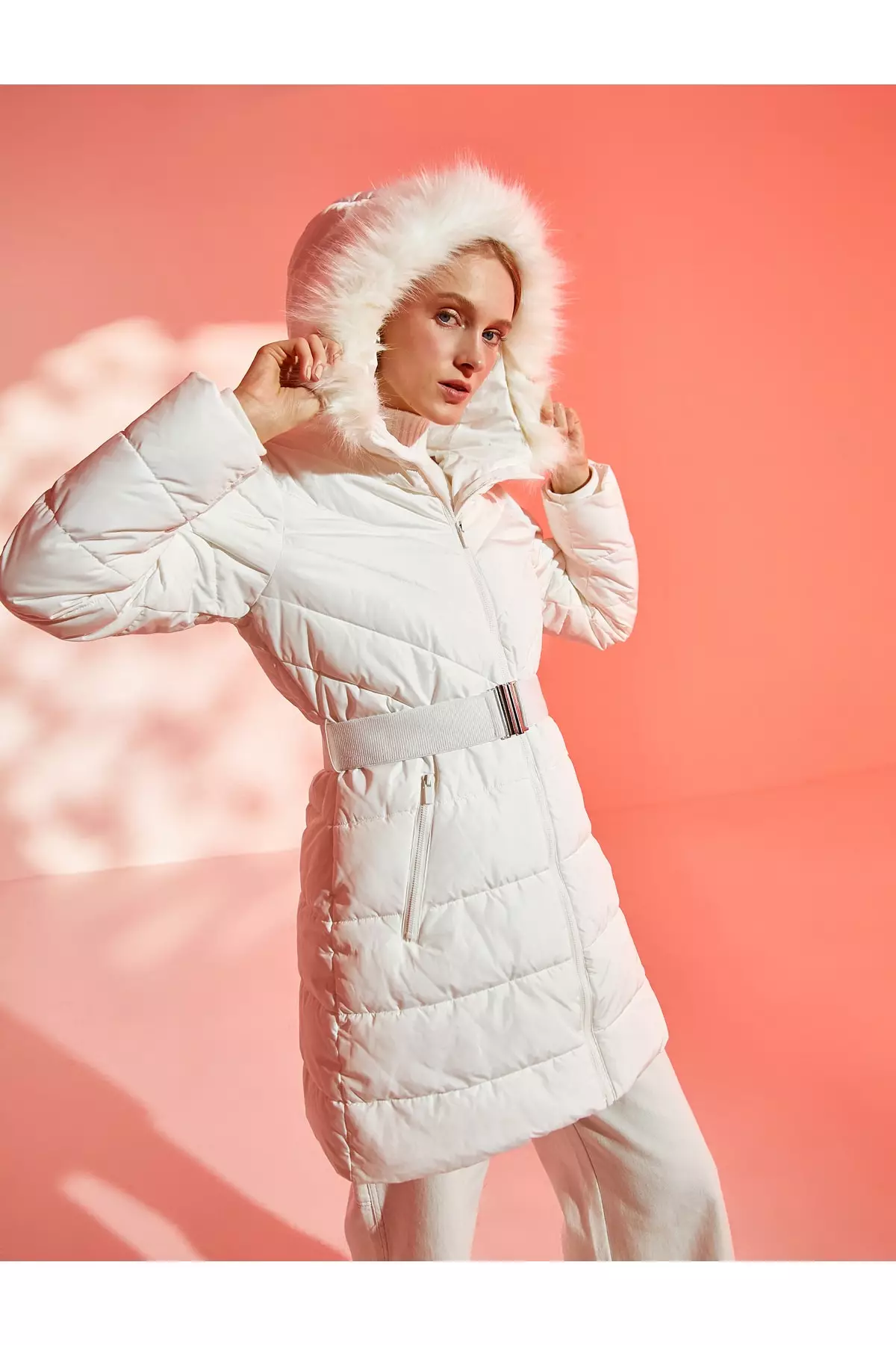 Buy KOTON Coat Faux Fur Belt 2024 Online ZALORA Singapore