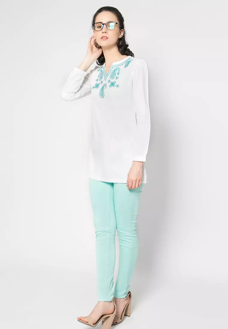 LGS - Kemeja Blouse Wanita - Motif Bordir - Warna Putih - LLSH.385.P1028.B337.7C-L/S