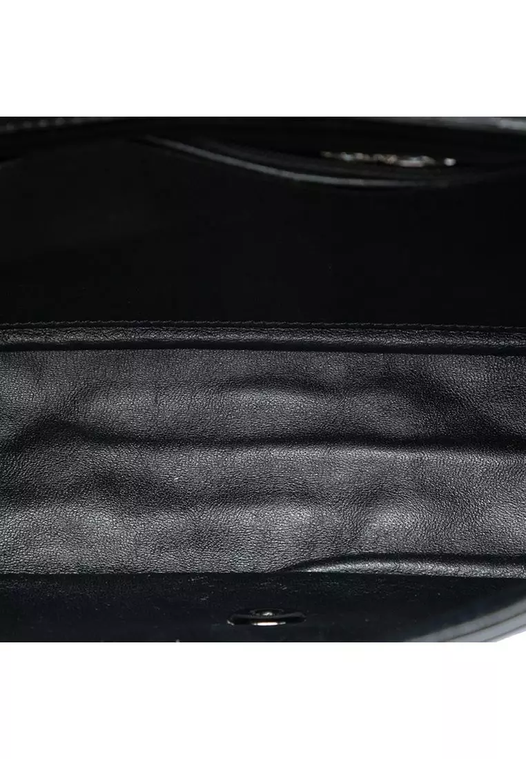 Pre-Loved Chanel Jumbo Quilted Patent And Lambskin Trimmed Classic Twist Flap