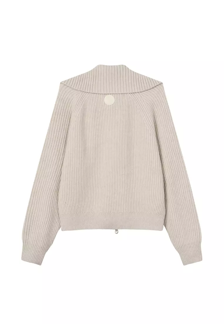 女裝鳶尾花 LOGO 雙向拉鏈開襟毛衣